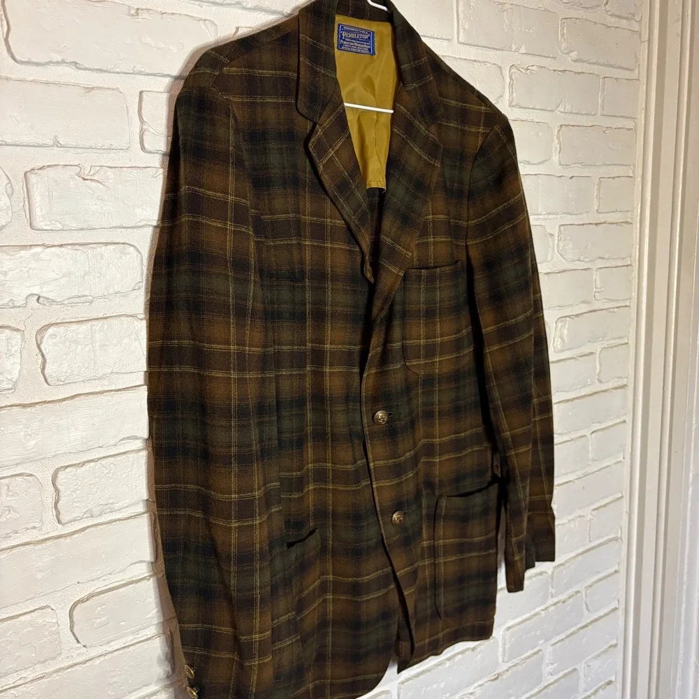 Pendleton Vintage Flannel Jacket Shirt 1960's 100% Wool Plaid Men's‎ Size Small